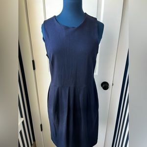 J. Crew ladies fit navy blue pleated sheath dress sz 8